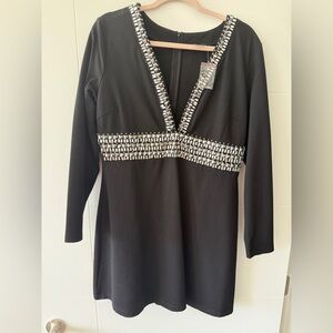 VENUS Black Dress with Silver Embellishments